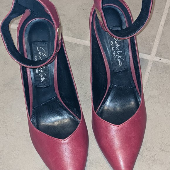 Charles and Keith Red Pumps w/ Ankle Strap/Cuff - Picture 7 of 12